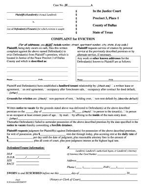 Texas Eviction Complaint Form