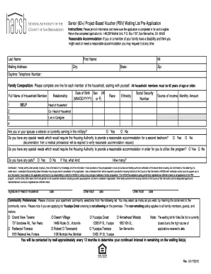 Senior PBV Waiting List Pre-Application