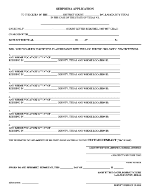 Subpoena Application Form