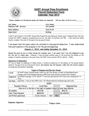 DART Annual Pass Enrollment Payroll Deduction Form