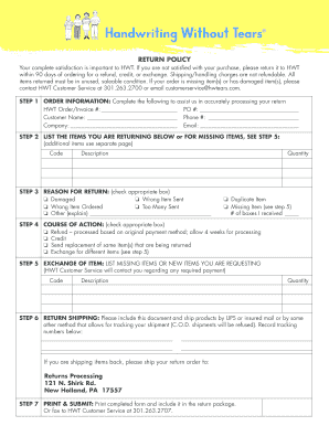 HWT Return Policy Form