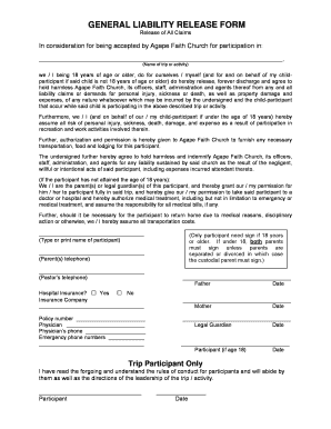 general liability release form