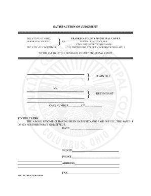 Satisfaction of Judgment Form