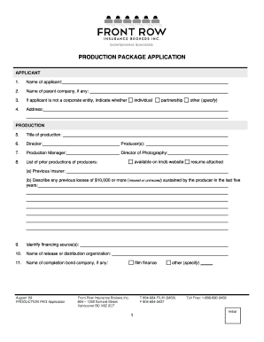 Production Package Application
