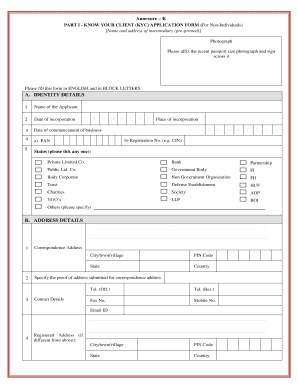 KYC Application Form for Non-Individuals