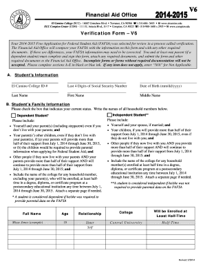 El Camino College Verification Form V6