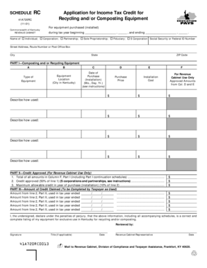 Kentucky Recycling and Composting Equipment Credit Application