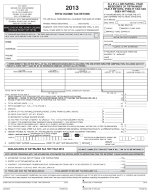 City Tax Return Form