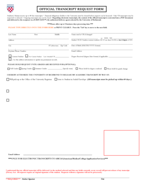 Official Transcript Request Form