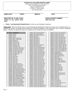 Substitute Teacher Profile Form