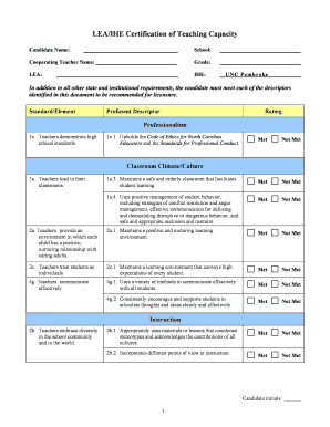 LEA/IHE Certification of Teaching Capacity