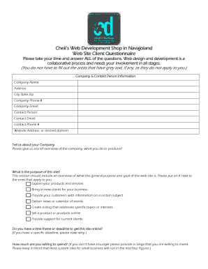 web design client questionnaire form edit print fill out web design questionnaire for clients