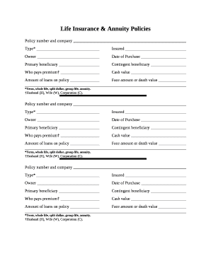 Life Insurance & Annuity Policies