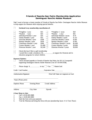 Friends of Rancho San Pedro Membership Application