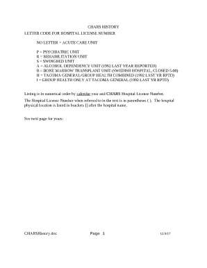 LETTER CODE FOR HOSPITAL LICENSE NUMBER