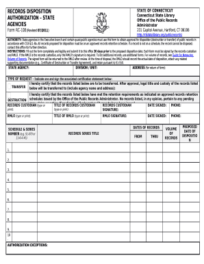 RECORDS DISPOSITION AUTHORIZATION STATE AGENCIES