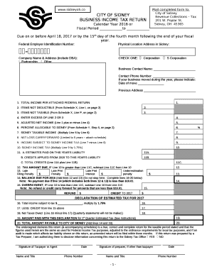 Federal Employer Identification Number:Physical Location Address in Sidney: