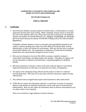 fillable online supporting statement for form ssa 3033 fax email ssa form 3033