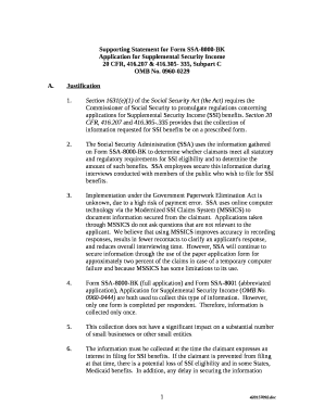 Supporting Statement for Form SSA-8000-BK