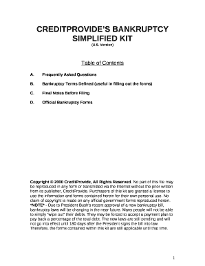 CREDITPROVIDES BANKRUPTCY SIMPLIFIED KIT