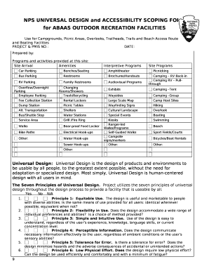 NPS UNIVERSAL DESIGN and ACCESSIBILITY SCOPING FORM