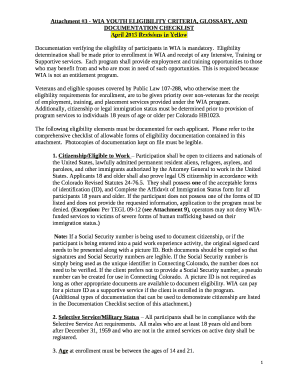 Documentation verifying the eligibility of participants in WIA is mandatory