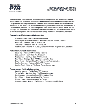 This task force consisted of staff and volunteers from National PTA and state PTAs of all sizes and capacity to ensure that all states would be able to use these best practices