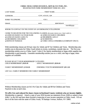 REGISTRATION FORM /MEMBERSHIP FORM 2011-2012