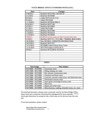 STATE BRIDGE OFFICE STANDARD NOTES (USC)