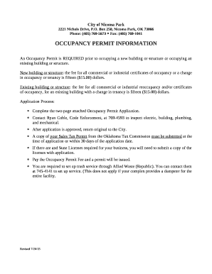 Occupancy Permit Application - OK.gov