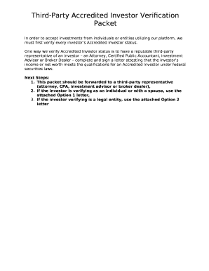 Third-Party Accredited Investor Verification Packet