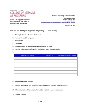 Form 107-Application for Procurement and Use of Radioactive Materials