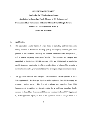 Application for T Nonimmigrant Status;