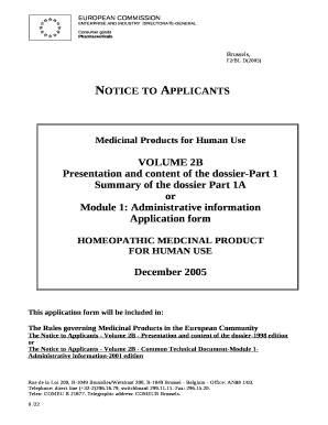 presentation and format of the dossier