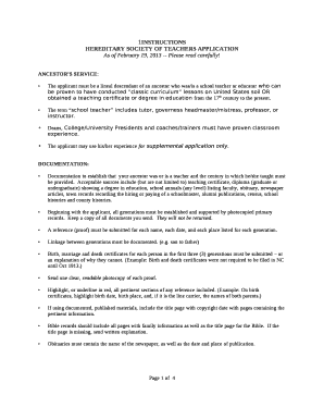 HEREDITARY SOCIETY OF TEACHERS APPLICATION
