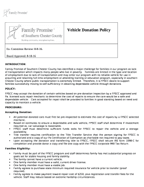 Vehicle Donation Policy