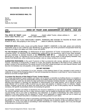 APN:DEED OF TRUST AND ASSIGNMENT OF RENTS - DUE ON SALE