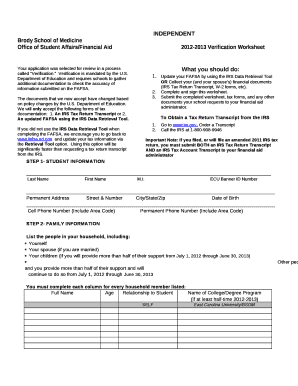 Office of Student Affairs/Financial Aid2012-2013 Verification Worksheet