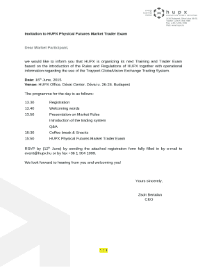 Invitation to HUPX Physical Futures Market Trader Exam