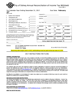 For Calendar Year Ending December 31, 2017Due Date:February 28th