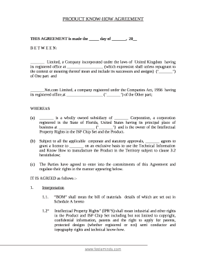 PRODUCT KNOW-HOW AGREEMENT