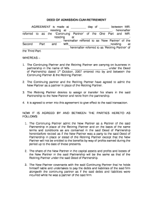 Retirement cum admission deed