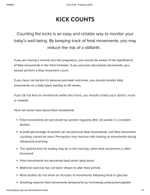 Fillable Online KICK COUNTS Fax Email Print - pdfFiller