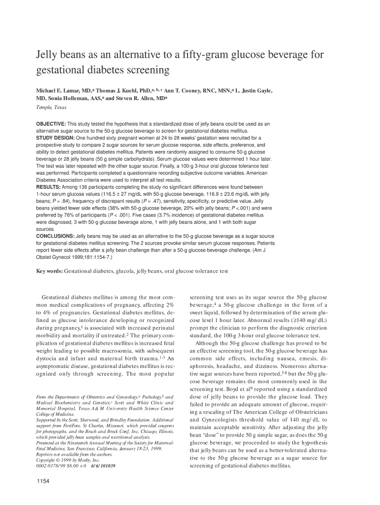 Fillable Online Jelly beans as an alternative to a fiftygram glucose