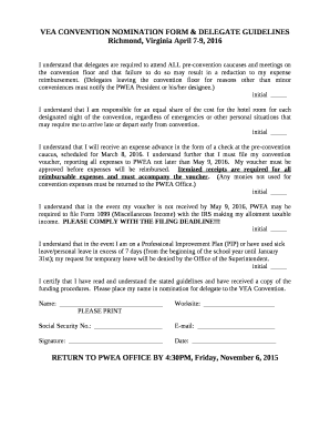 VEA CONVENTION NOMINATION FORM & DELEGATE GUIDELINES
