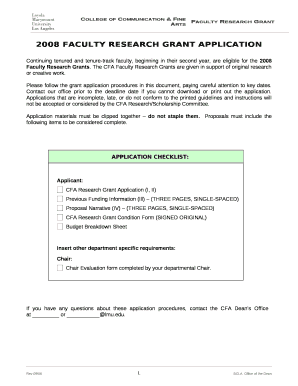 2008 FACULTY RESEARCH GRANT APPLICATION