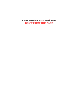 Cover Sheet is in Excel Work Book
