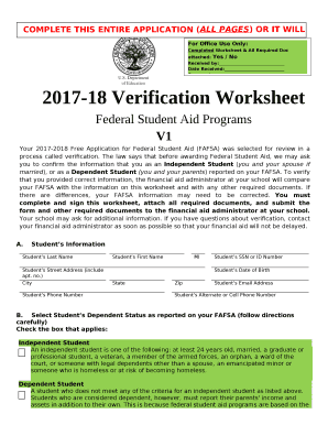 The law says that before awarding Federal Student Aid, we may ask you to confirm the information that you as an Independent Student (you and your spouse if married), or as a Dependent Student (you and your parents) reported on your FAFSA