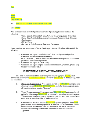 Re:SERVICE INDEPENDENT CONTRACTOR