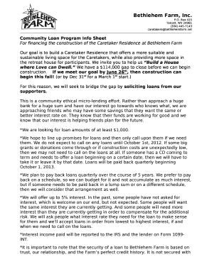 Community Loan Program Info Sheet
